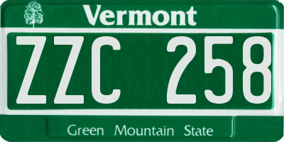 VT license plate ZZC258