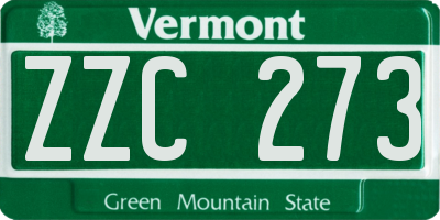 VT license plate ZZC273