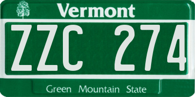 VT license plate ZZC274