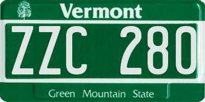 VT license plate ZZC280