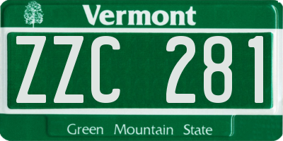 VT license plate ZZC281