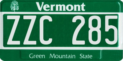 VT license plate ZZC285