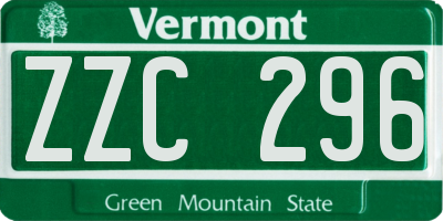 VT license plate ZZC296
