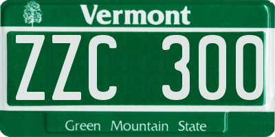 VT license plate ZZC300