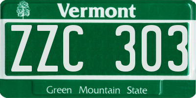 VT license plate ZZC303