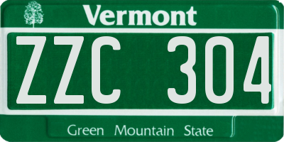 VT license plate ZZC304