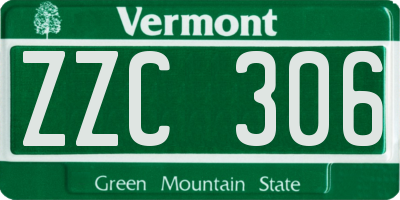 VT license plate ZZC306