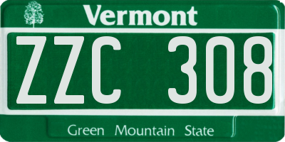VT license plate ZZC308
