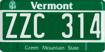 VT license plate ZZC314
