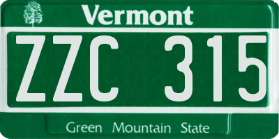VT license plate ZZC315