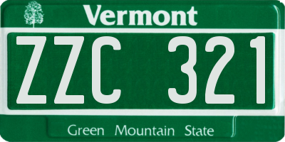 VT license plate ZZC321