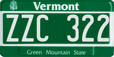 VT license plate ZZC322