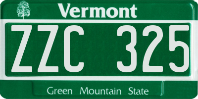VT license plate ZZC325