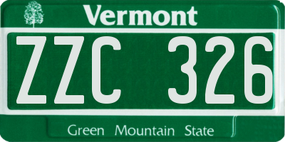 VT license plate ZZC326