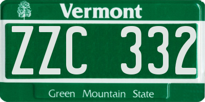 VT license plate ZZC332