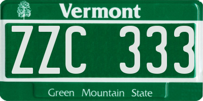 VT license plate ZZC333