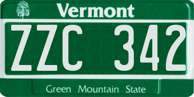 VT license plate ZZC342