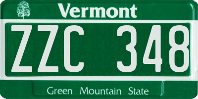 VT license plate ZZC348