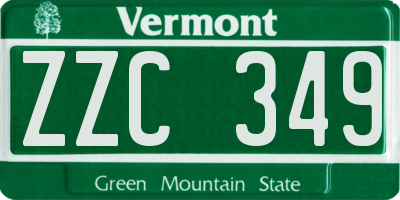 VT license plate ZZC349