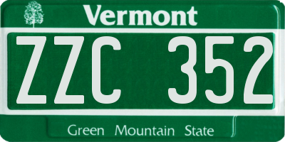 VT license plate ZZC352