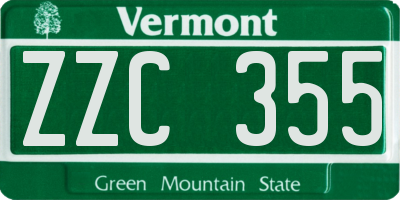 VT license plate ZZC355