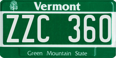 VT license plate ZZC360