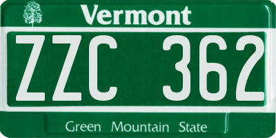 VT license plate ZZC362