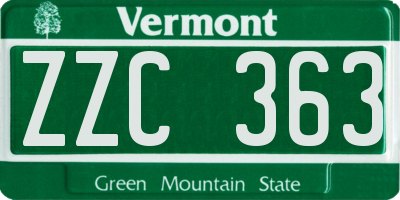 VT license plate ZZC363
