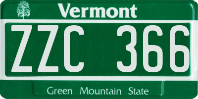 VT license plate ZZC366