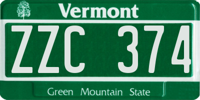 VT license plate ZZC374