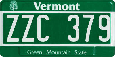 VT license plate ZZC379