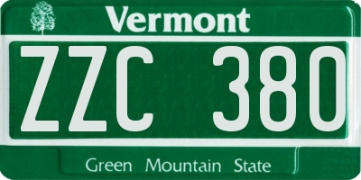 VT license plate ZZC380