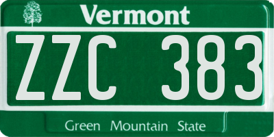 VT license plate ZZC383