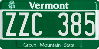 VT license plate ZZC385