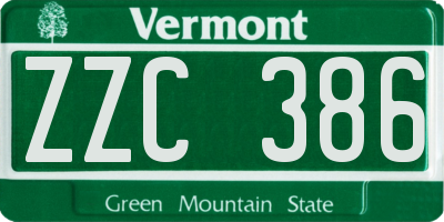 VT license plate ZZC386
