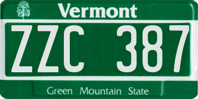 VT license plate ZZC387