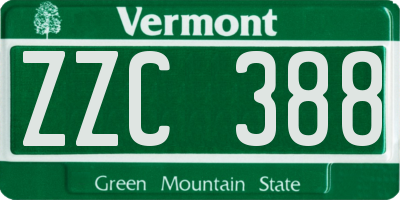 VT license plate ZZC388