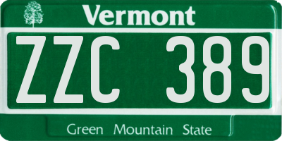 VT license plate ZZC389