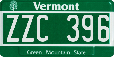 VT license plate ZZC396