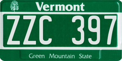 VT license plate ZZC397