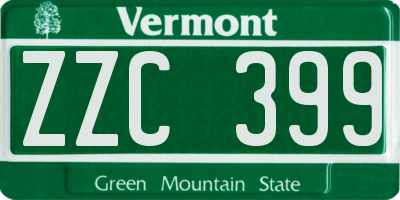 VT license plate ZZC399