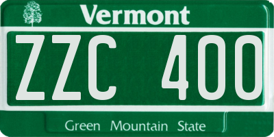 VT license plate ZZC400