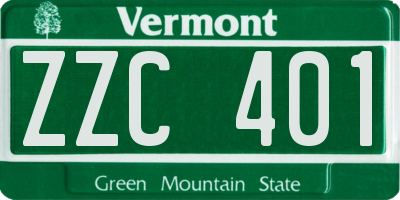 VT license plate ZZC401