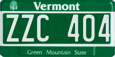 VT license plate ZZC404