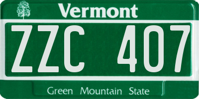 VT license plate ZZC407