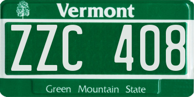VT license plate ZZC408