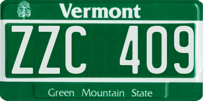 VT license plate ZZC409