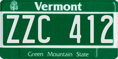 VT license plate ZZC412