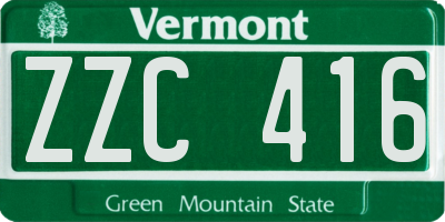 VT license plate ZZC416