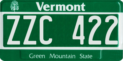 VT license plate ZZC422